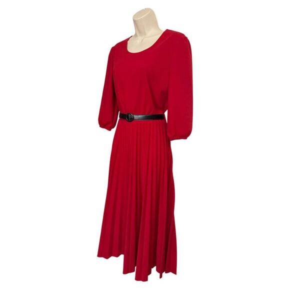 Elizabeth & Nicole Red Accordion Pleated Midi Dress Size L - Picture 5 of 14